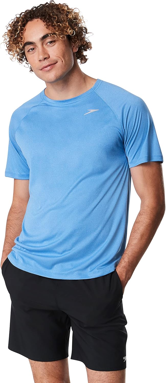 Speedo Mens Uv Swim Shirt Short-Sleeve Loose Fit Easy Tee