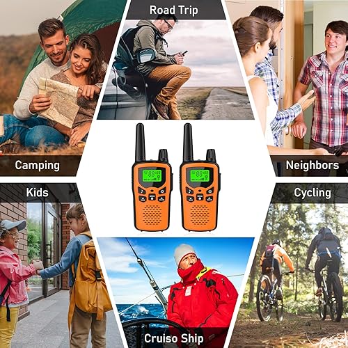 Miniatura 7 de Walkie Talkies, Erelis Walkie Talkies de largo alcance con 22 canales FRS, Walkie Talkies para adultos con lámpara, VOX, pantalla LCD para
