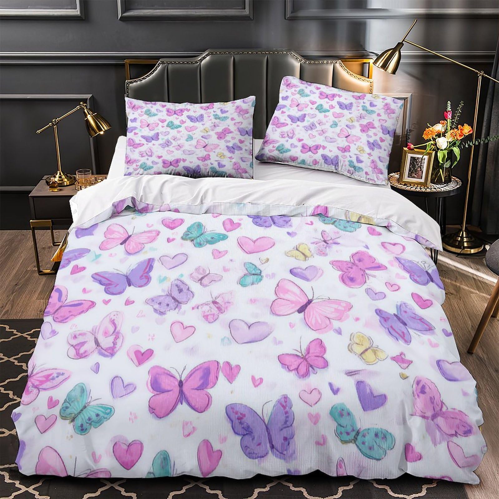 Parure de Lit Papillon 220x240 Soulage les Peaux Sensibles Hypoallergénique