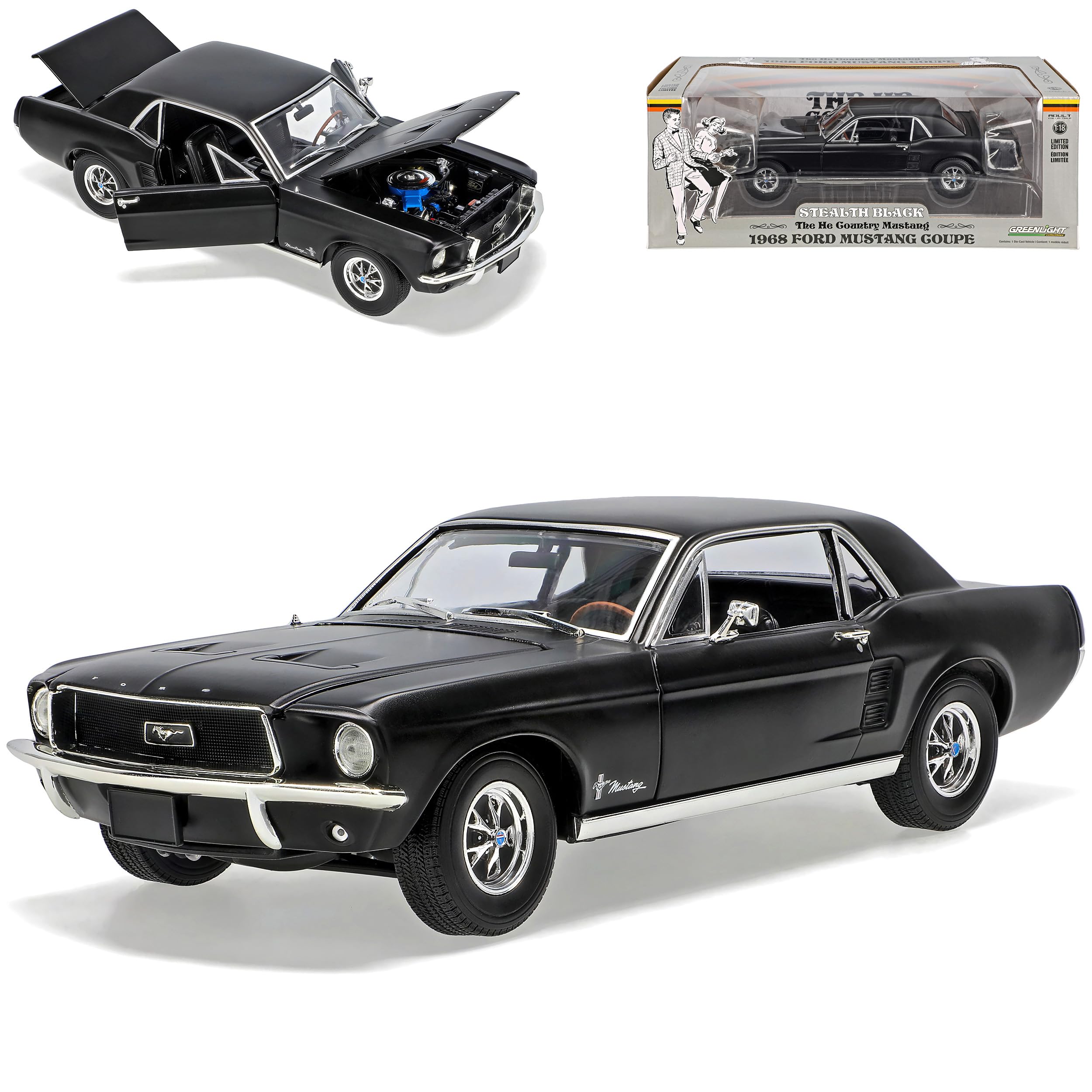 Ford Mustang I 2. Generation Coupe Schwarz 1968 1/18 Greenlight Modell Auto