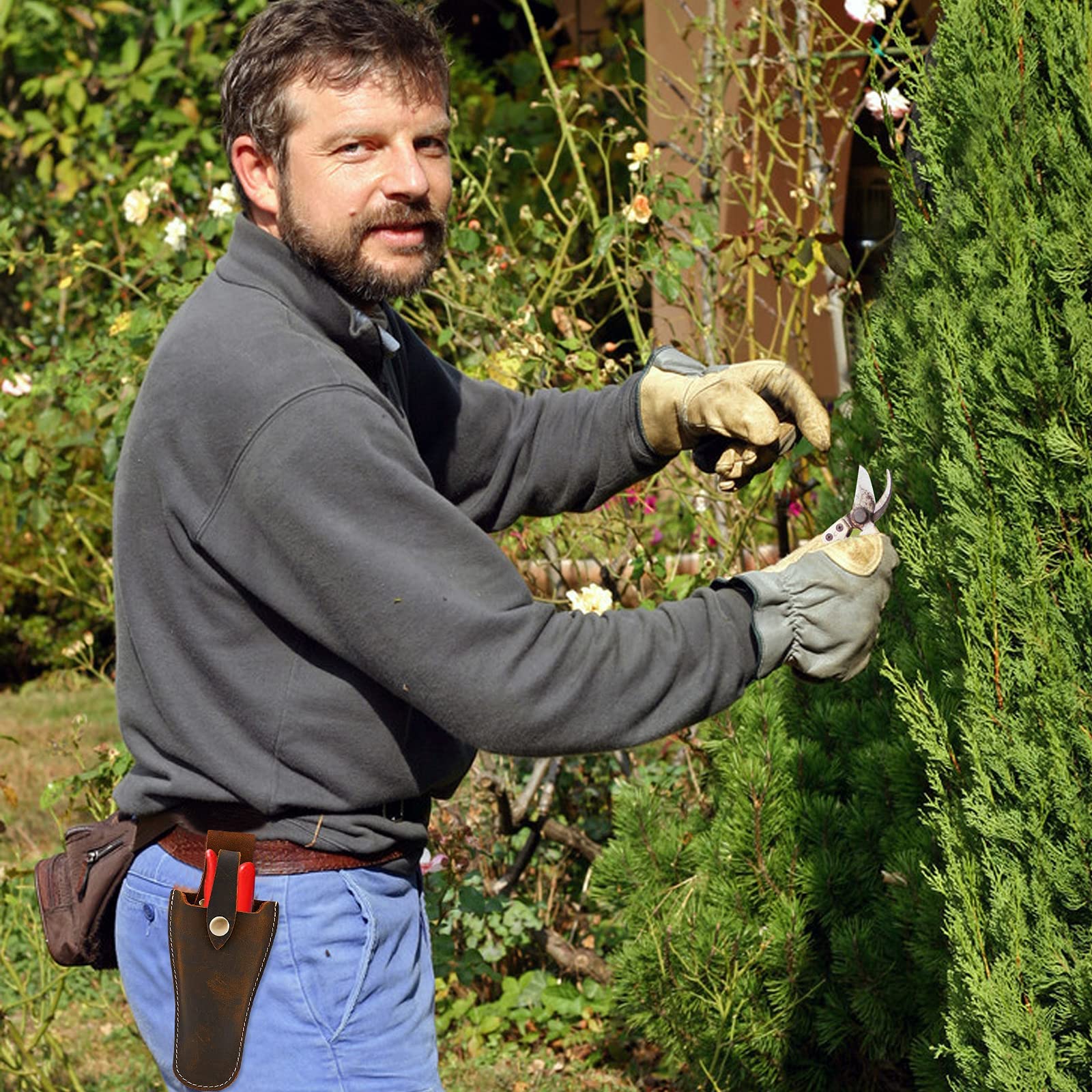 Custodia in pelle per cesoie o pinze, forbici da giardino, custodia in pelle, supporto per cintura, borsa per pinze, forbici da giardino, forbici o coltelli da giardino