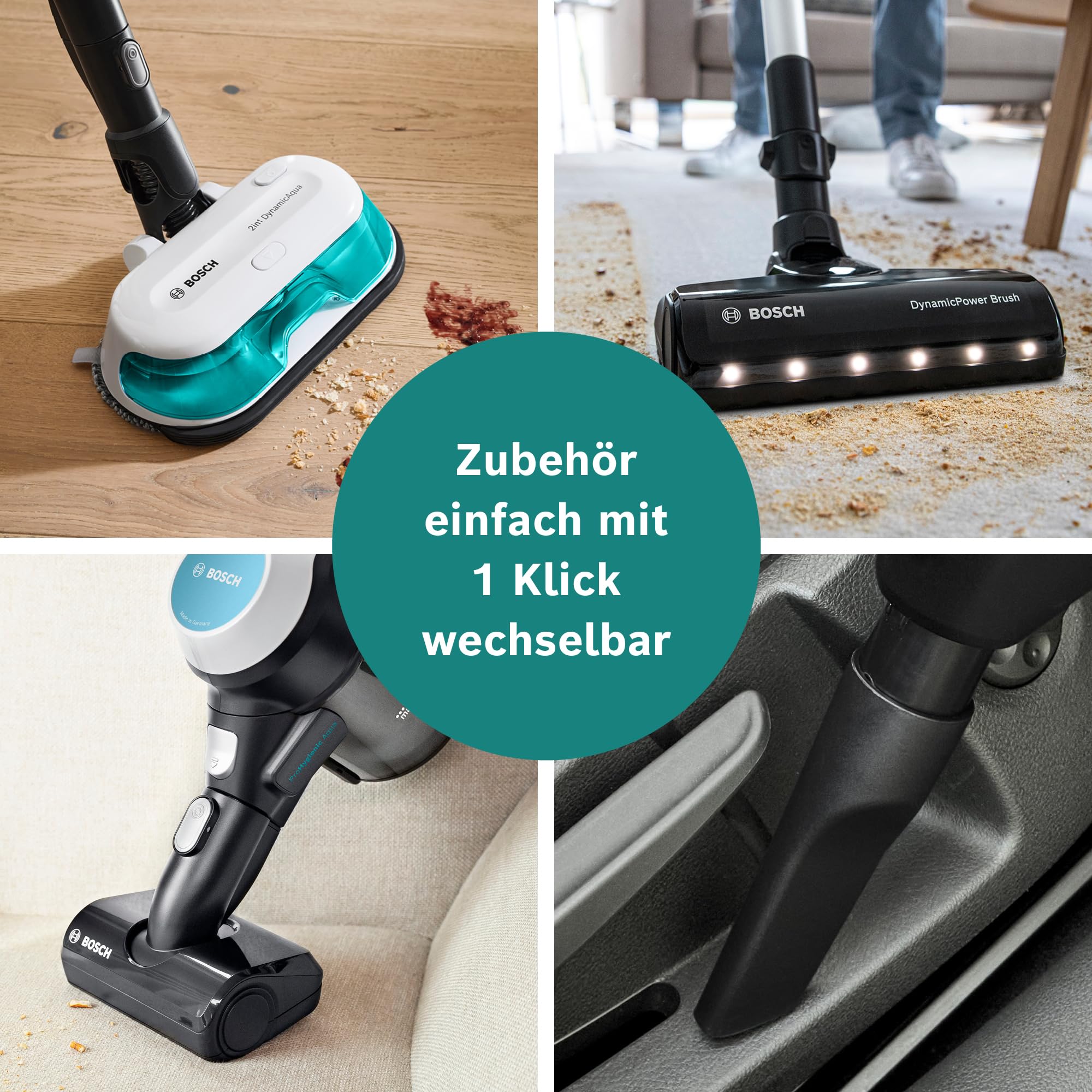 Bosch Akku-Staubsauger Unlimited 7 ProHygienic Aqua BKS71HYG4, kabellos, 2in1 Saugen & Wischen, Knickrohr, HEPA-Filtersystem, 10 J. Motorgarantie, Wechselakku, Mini-Turbo-Düse, Made in Germany, weiß