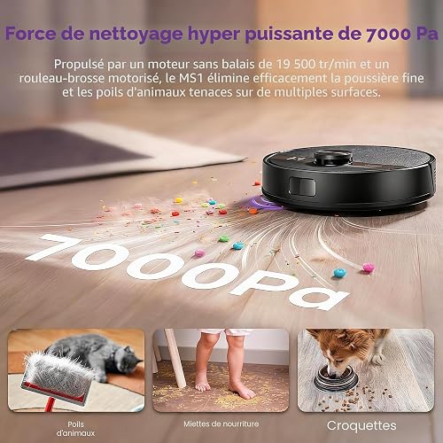 MONSGA MS1 Robot Vacuum Cleaner with Mop, 7000Pa Robotic Vacuum with Lidar Navigation, 180mins Runtime, 5 Editable Maps, APP/Remote/Voice Control, Ideal for Hard Floors and Carpets - 2