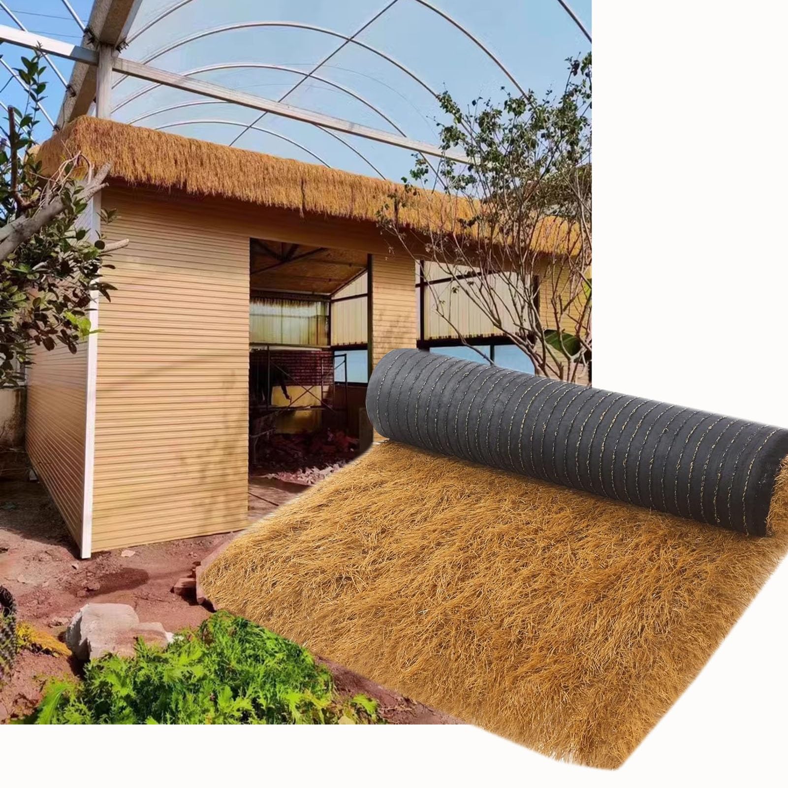 YXXSDP Extra Long Artificial Straw Roll Thatch Roofing, Cuttable & Lightweight Thatch Reed Panel/Patio Roof Cover, Outside Gazebo Lawn Garden Grass Roof Umbrella Cover(WxL 1x5m/3.3x16.4ft)