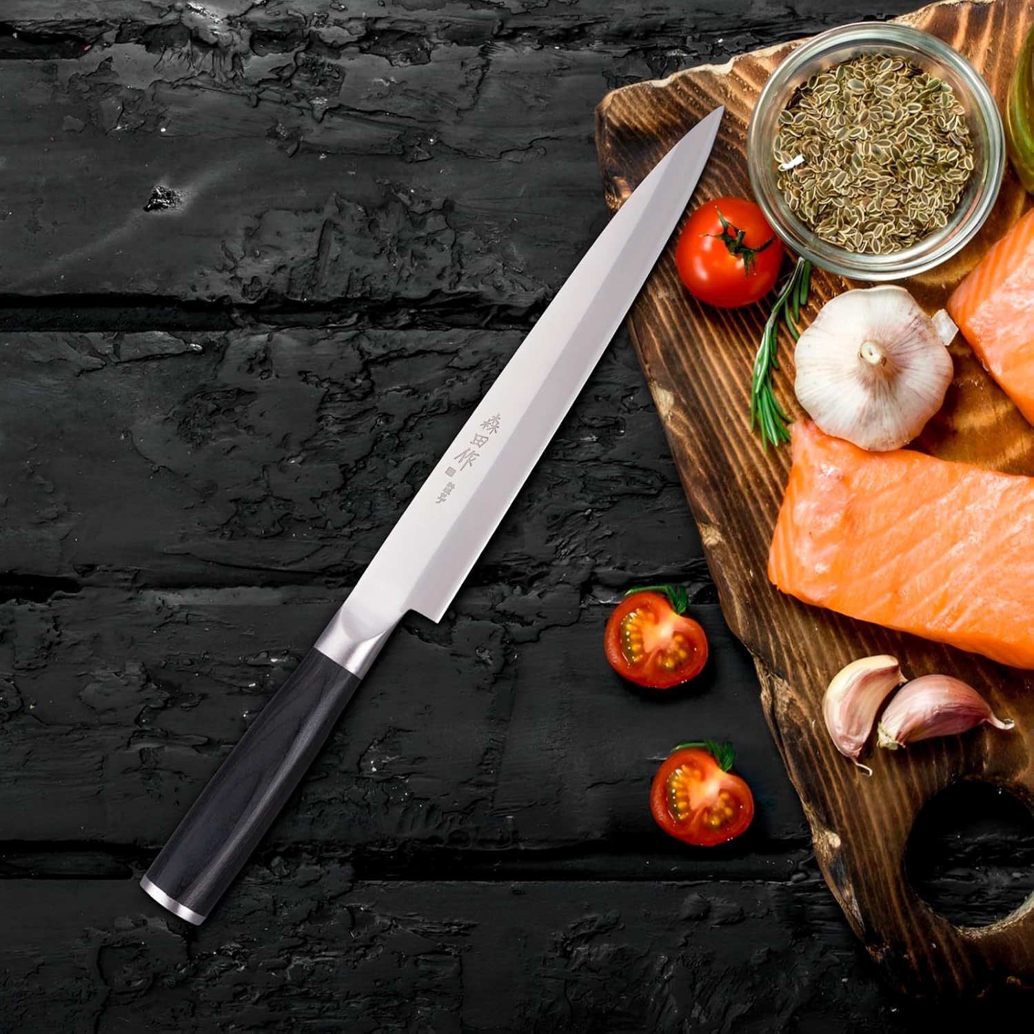 Sushi Knife 9.5 inch(240mm), Sashimi Knife with High Carbon Stainless Steel Blade and Ergonomic Handle for Cutting Sushi & Sashimi, Fish Filleting - Image 7