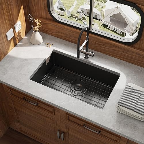 Miniatura 10 de Kitsitchen Fregadero de cocina para autocaravana de 23 pulgadas, fregadero de cocina de acero inoxidable calibre 18, fregadero de cocina de un solo