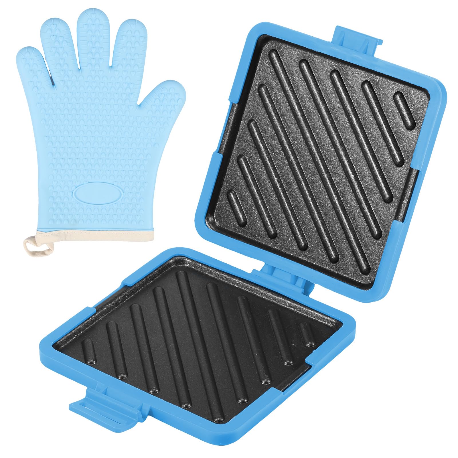 Microwave Toastie Sandwich Maker with Gloves, Wireless Microwave Toastie Makers Nonstick Plate Portable Silicone Microwaveable Cookware for Sandwiches Hot Dogs (blue)-picture-13