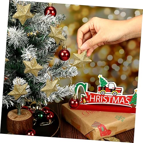 Miniatura 4 de Adornos de estrella con purpurina dorada de 1.9 pulgadas, 30 piezas de mini adornos colgantes de estrella, decoración de árbol de Navidad, colgante