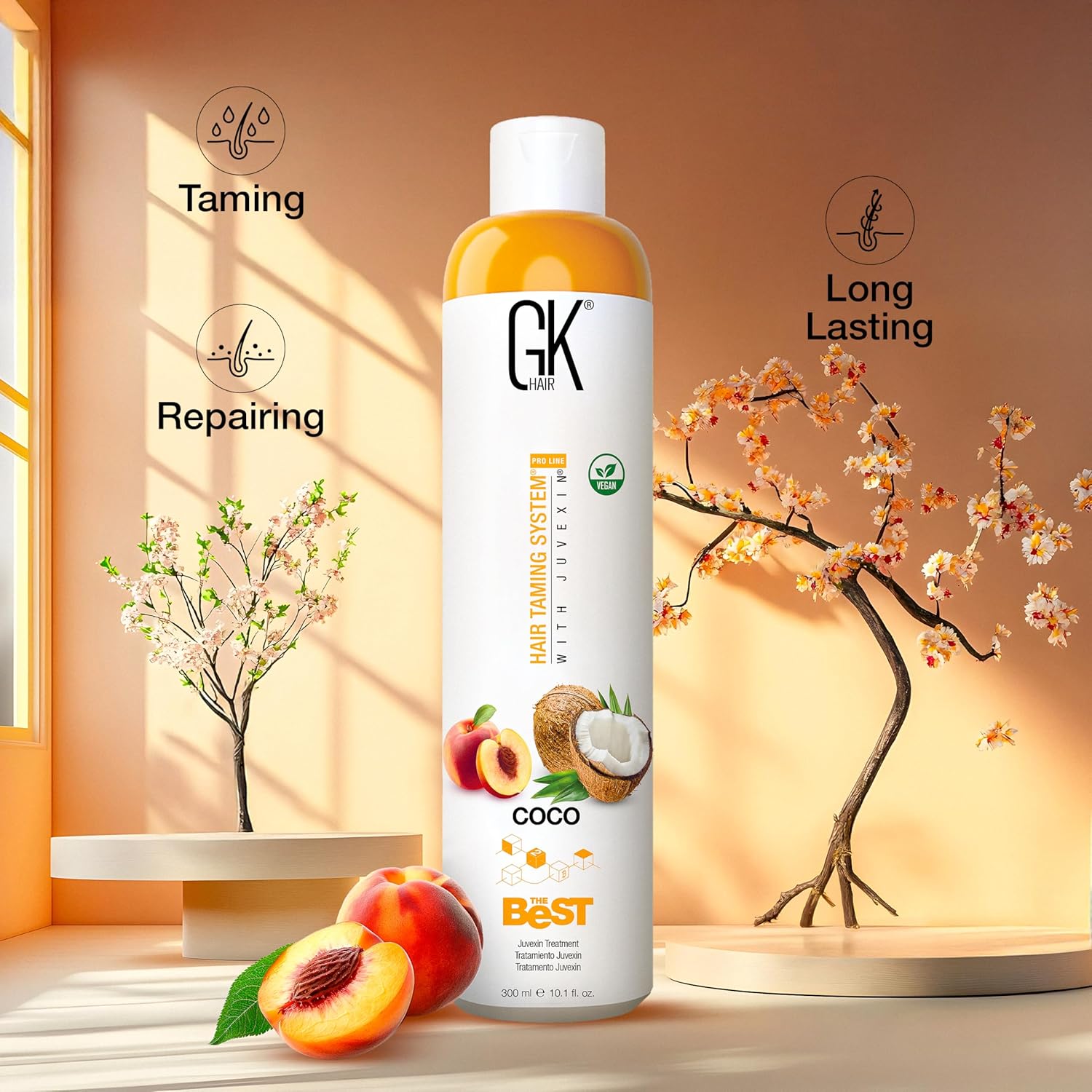 GK HAIR Global Keratin The Best COCO (10.1 Fl Oz/300ml) Smoothing Keratin Hair Treatment - Professional Brazilian Complex Blowout Straightening For Silky Smooth & Frizz Free Hair - Image 2