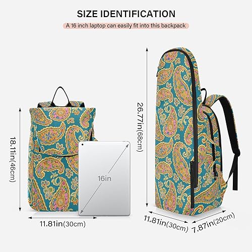 Miniatura 3 de Bolsa de tenis y bádminton, grande, resistente, elegante, floral, verde azulado, colorida, 2 raquetas, bolsa de gimnasio para mujeres y hombres,