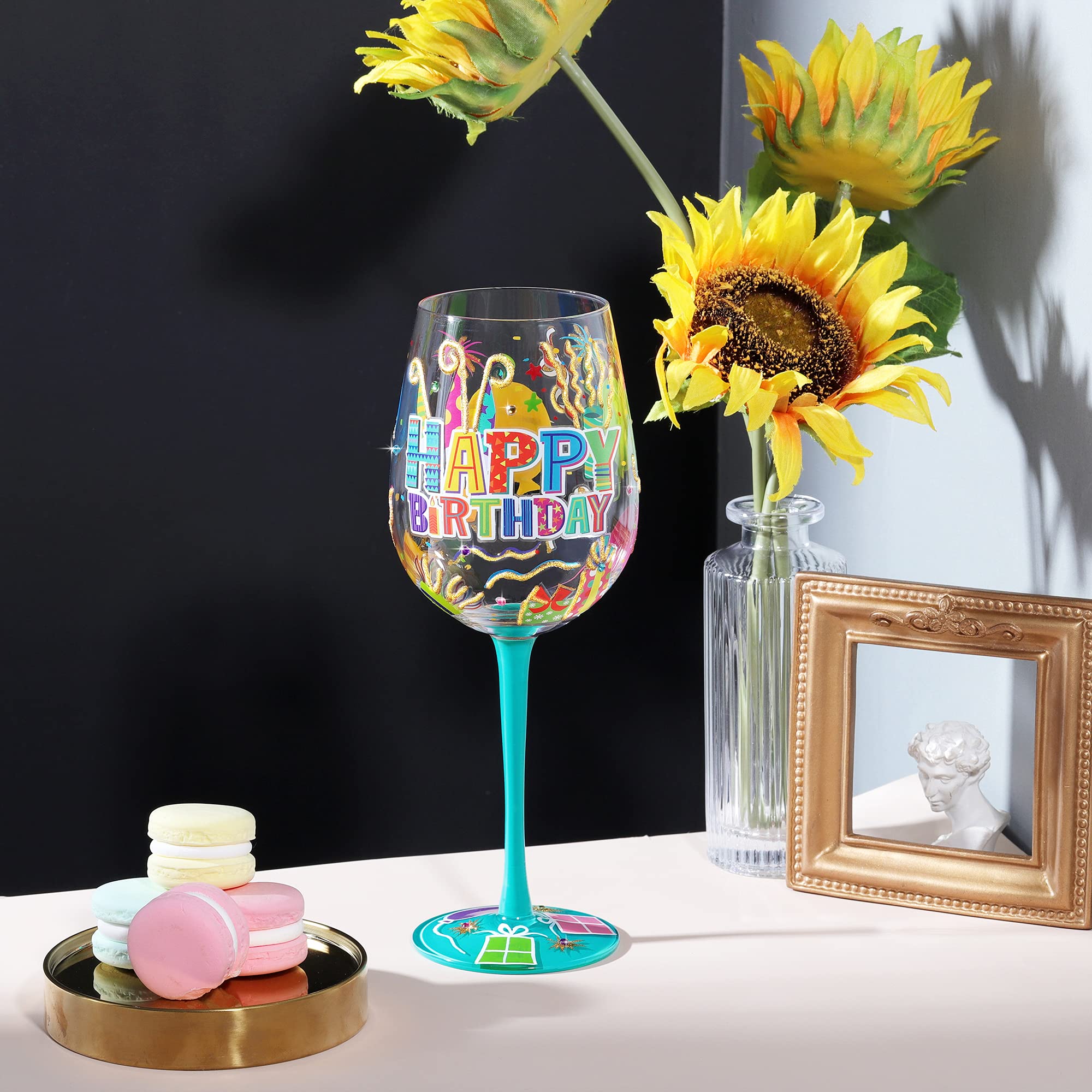 Personalized Happy Birthday Wine Glass - Hand Painted Gift -7 Personalized Happy Birthday Wine Glass - Hand Painted Gift -7