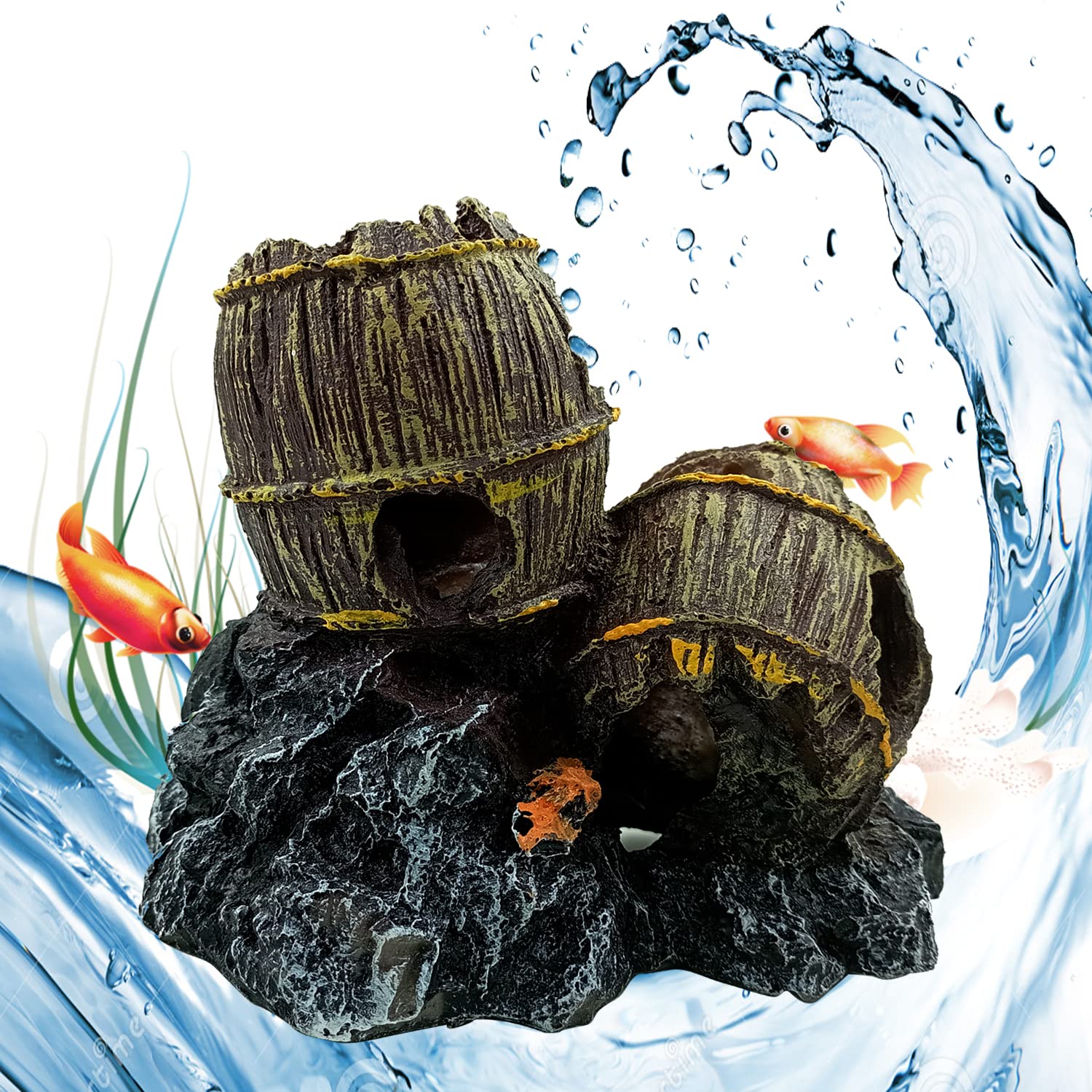 JAINSONS PET PRODUCTS Aquarium Decorations Two Stacked Broken Barrels Fish Tank Decoration Ornament Landscaping Over Rocks Small & Medium Aquarium Fish Tank Decoration Ornaments (B0BWRD8ZXZ) Amazon Price History, Amazon Price Tracker