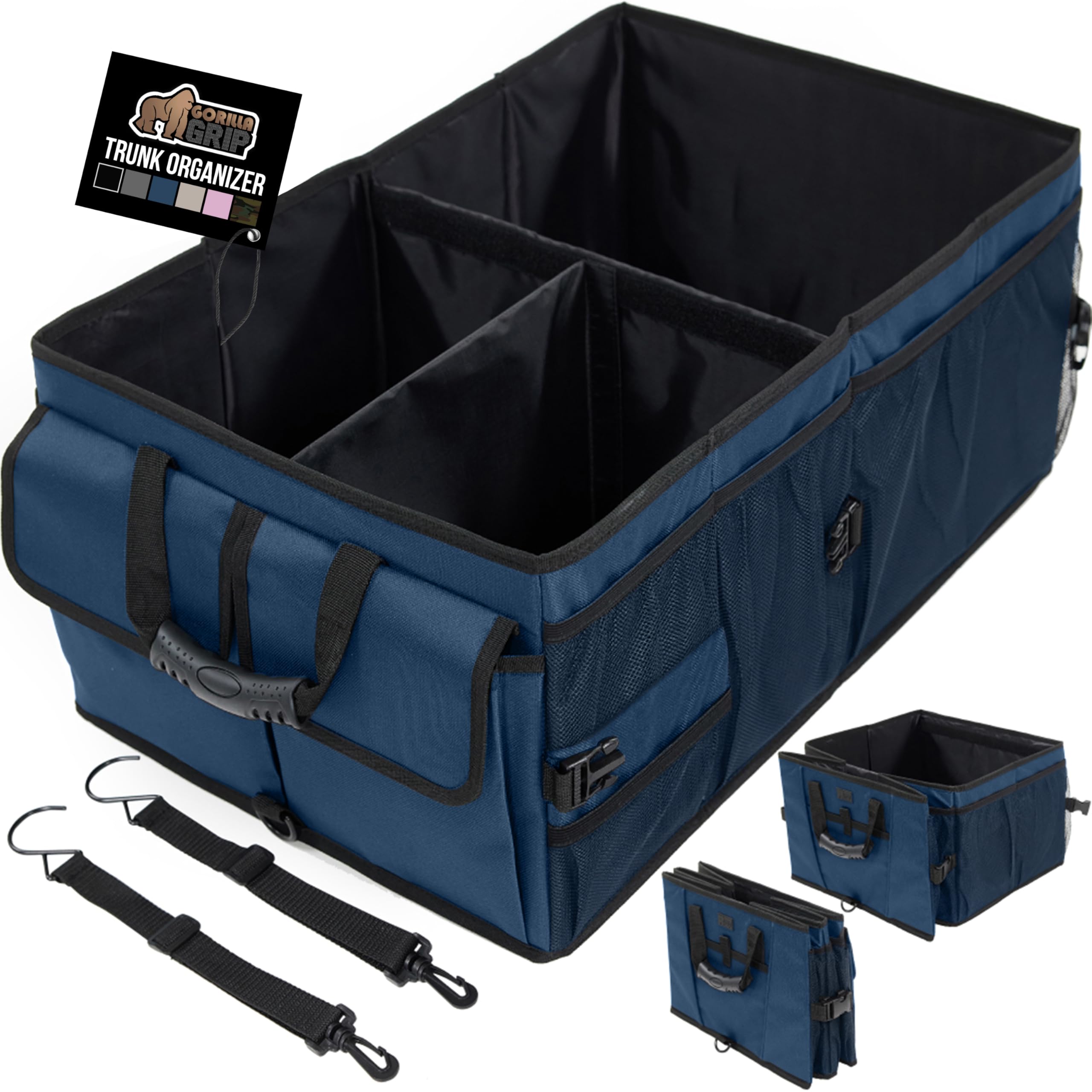 GORILLA GRIP Large Capacity Sturdy Trunk Storage Organizer Slip and Water Resistant Collapsible Organization Container for Car Sedan