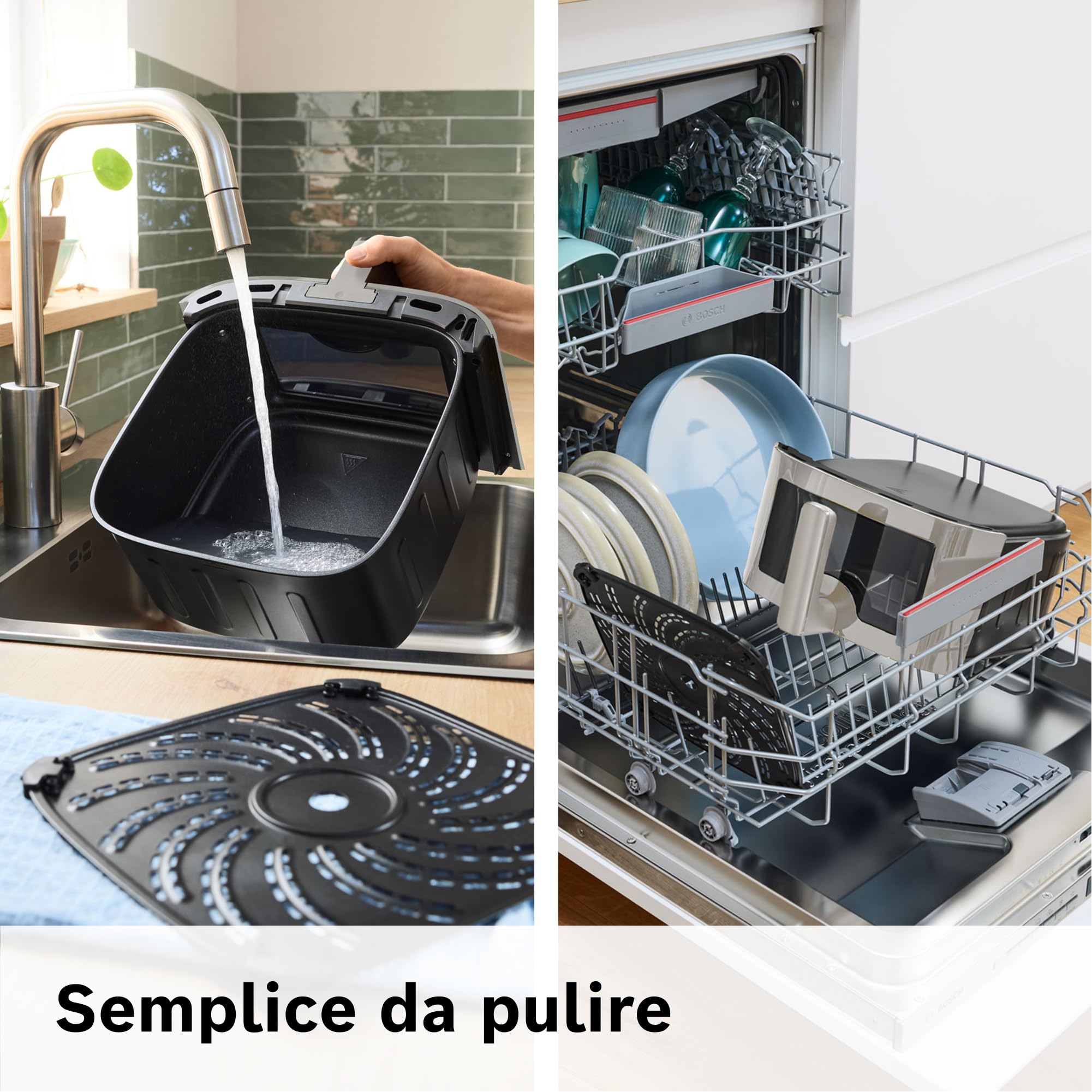 Bosch Serie 6 Friggitrice ad Aria MAF671C0, Air Fryer XXL, Capacità 7,2 L, 7 Programmi Preimpostati, Finestra sul Cestello Illuminata, Cottura Fino al 65%* Più Veloce, Beige