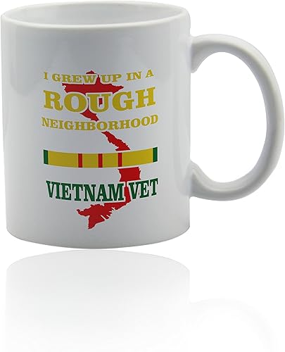 Taza de cerámica blanca veterana de Vietnam para café o té 11 oz. Taza de regalo. Blanco