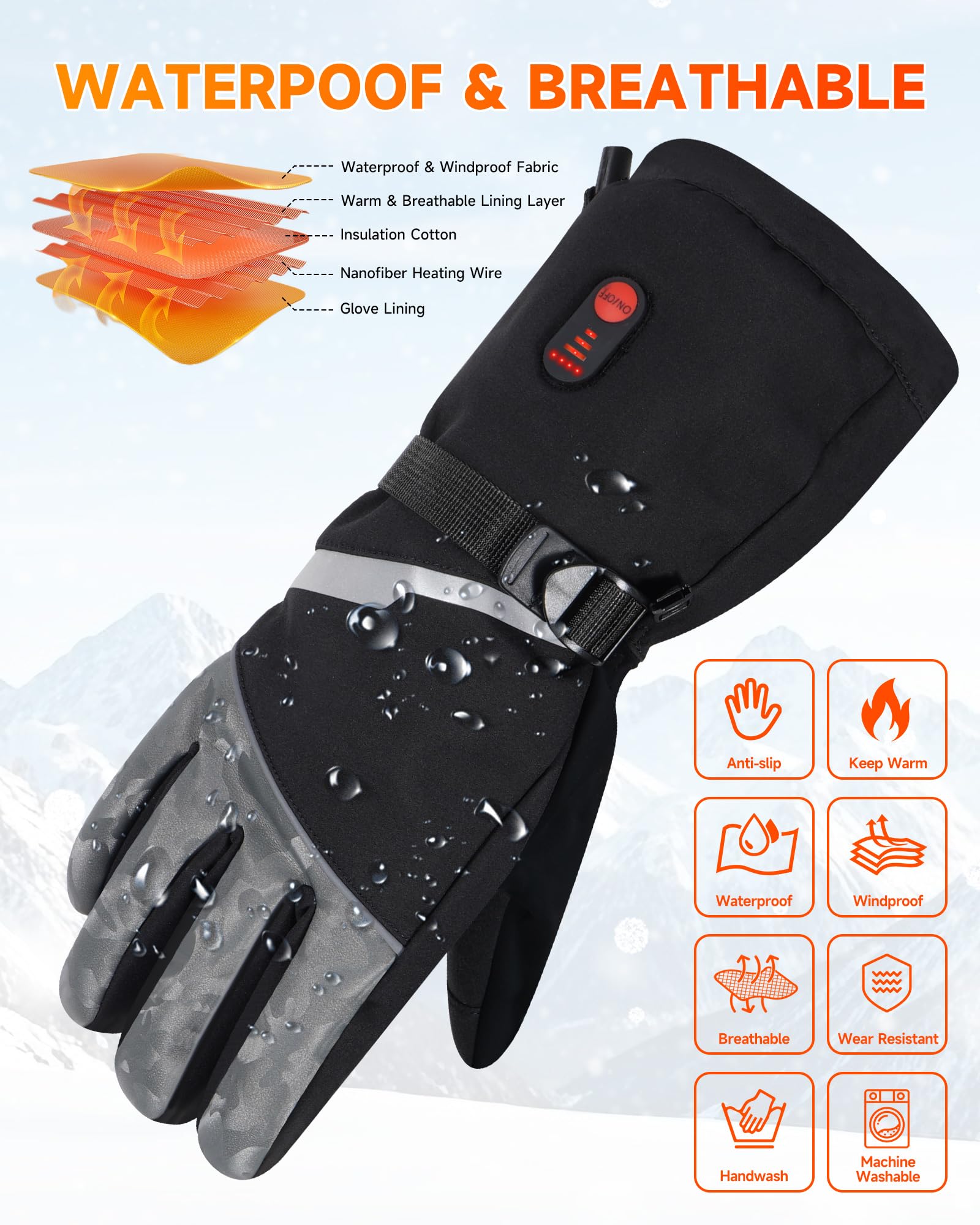 LAMA Beheizbare Handschuhe Skihandschuhe Herren Damen Winterhandschuhe für Motorradfahren Radfahren Skifahren