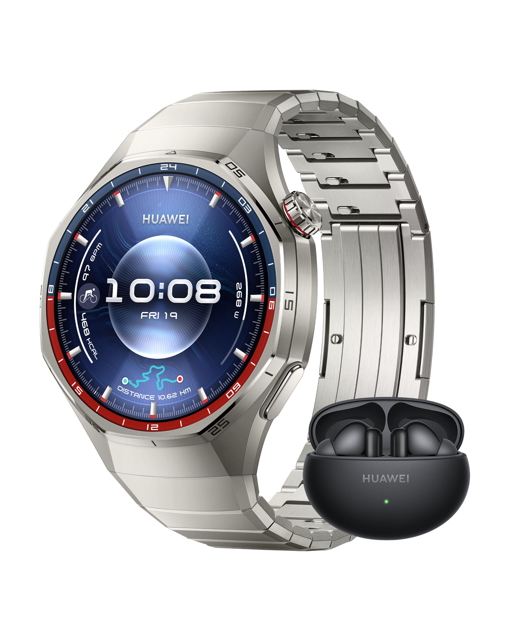 HUAWEI Watch GT6 Pro 46mm Montres connectées + Freebuds 6i Noir Écran AMOLED de 1,47 Pouce, Jusqu'à 21 Jours d'autonomie, Cyclisme de Niveau Professionnel, Compatible avec iOS et Android, Titanium