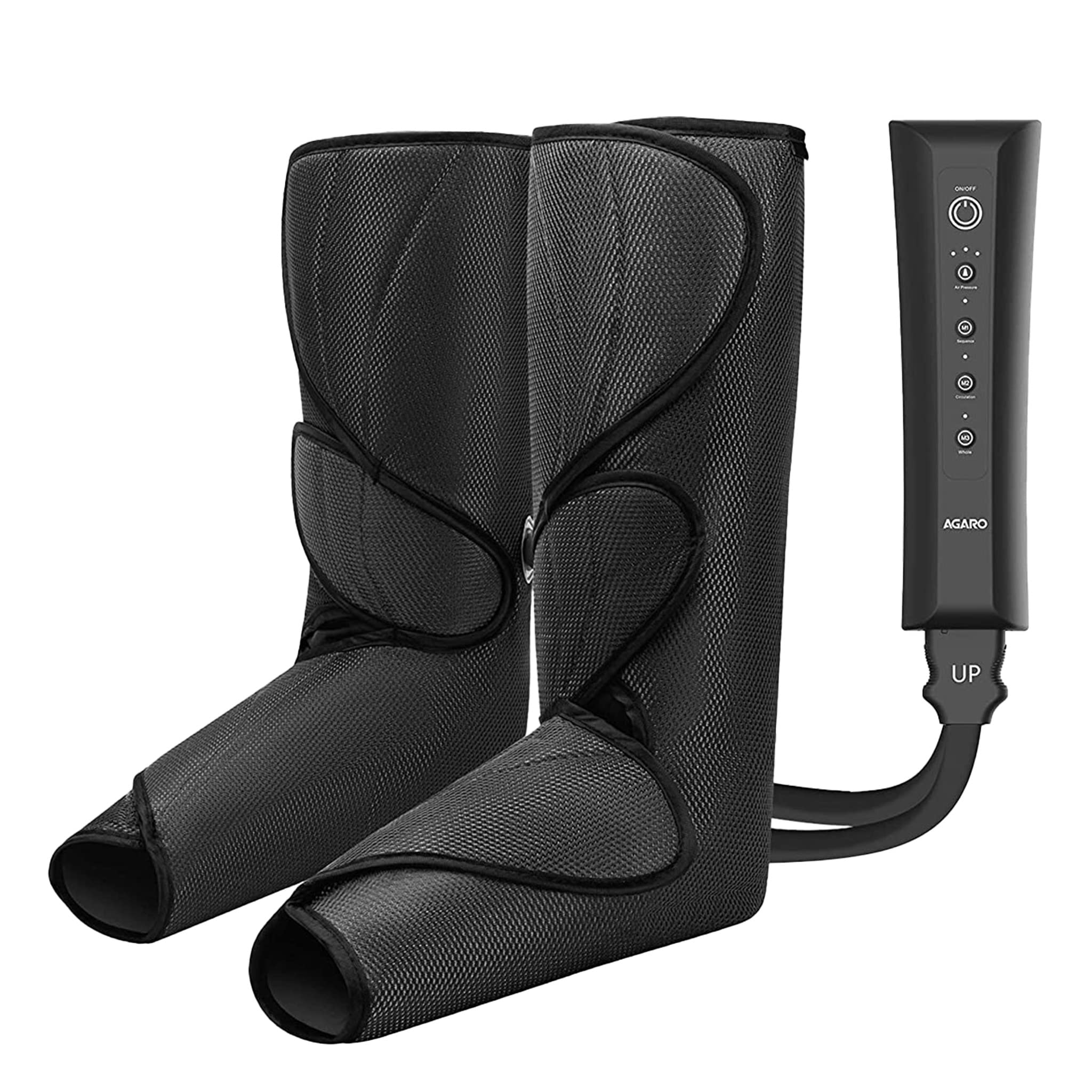 COMFY Air Compression Leg Massager,Leg Foot Calves Massage Machine with Handheld Controller for Pain Relief and Blood Circulation (Black)