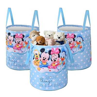 Kuber Industries Pack of 3 Foldable 45L Toys Organizer for Kids Room - Soft Toys Storage Bag/Basket/Container with Handl