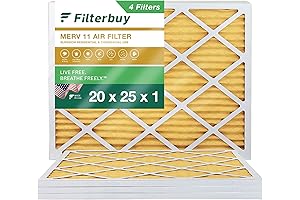 FilterBuy 20x25x1 MERV 11 Allergen Defense Air Filter, 4-Pack