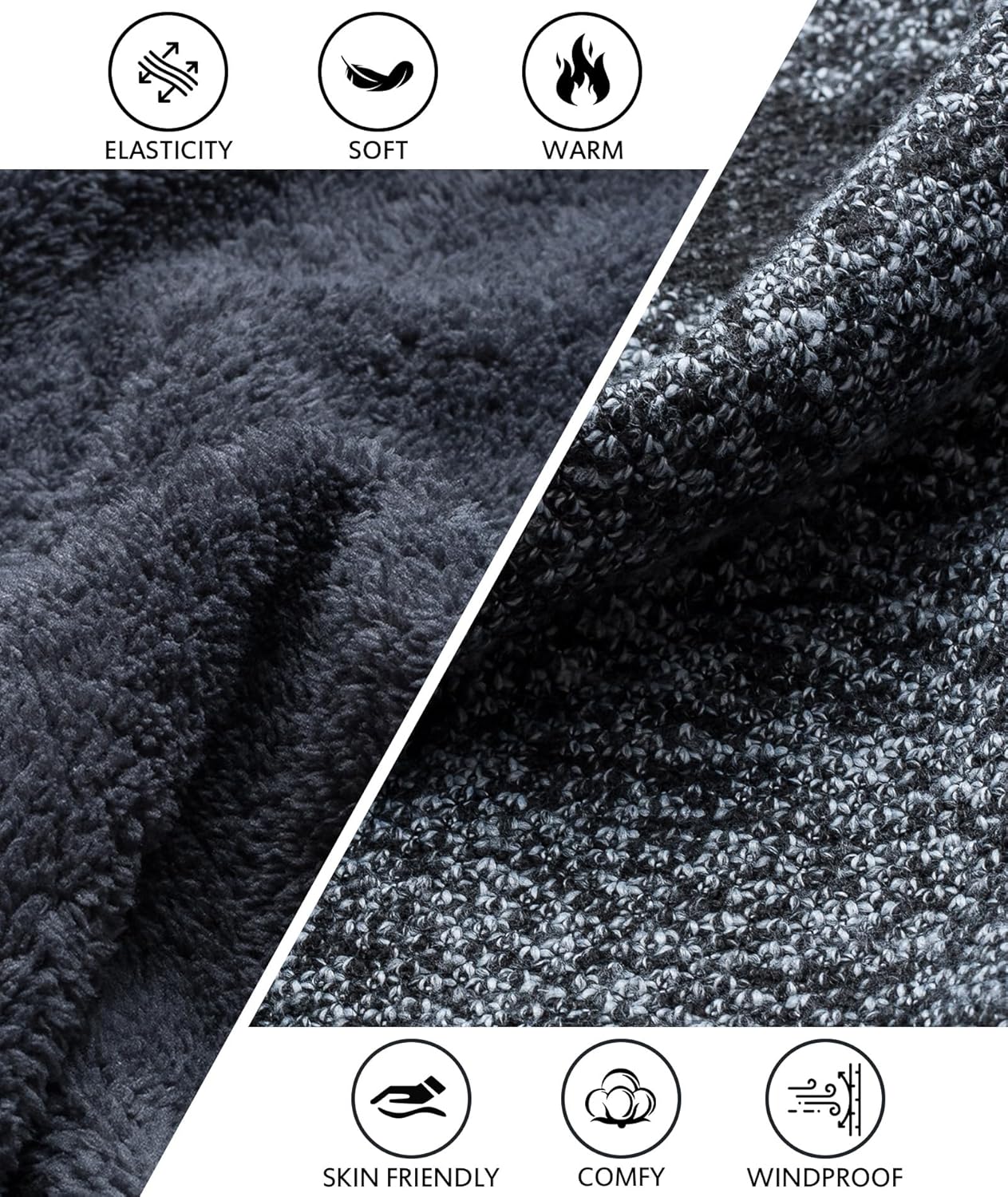 LLdress Mens Knit Cardigan Sweaters Sherpa Lined Full Zip Hoodie With Pockets - Image 6