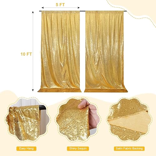 Miniatura 2 de SquarePie Cortina de fondo de lentejuelas color rojo, 2 x 8 pies, 2 piezas de satén con parte trasera brillante para bodas, fiestas