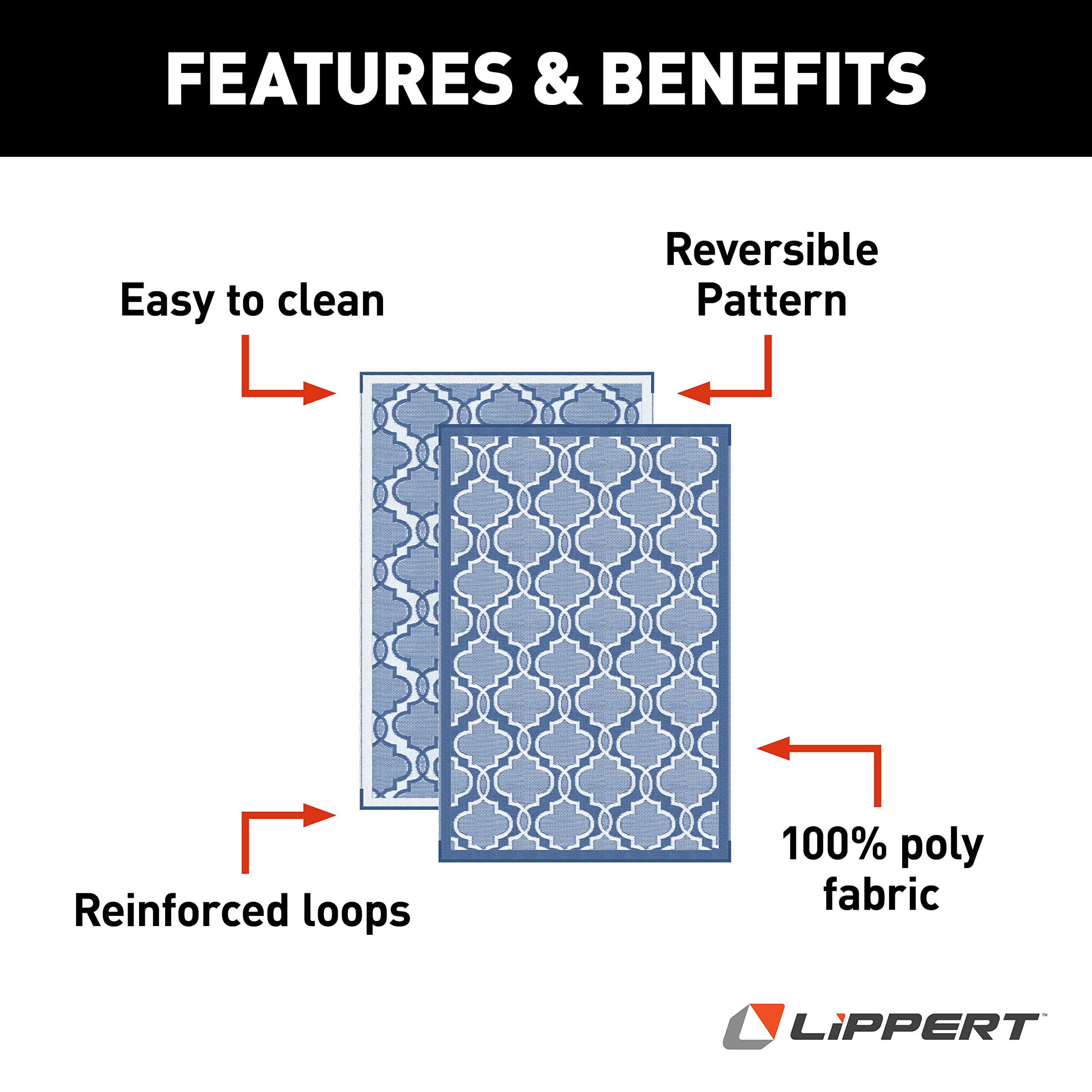 LIPPERT - Tapete Reversible para Patio para Todo Tipo de Clima