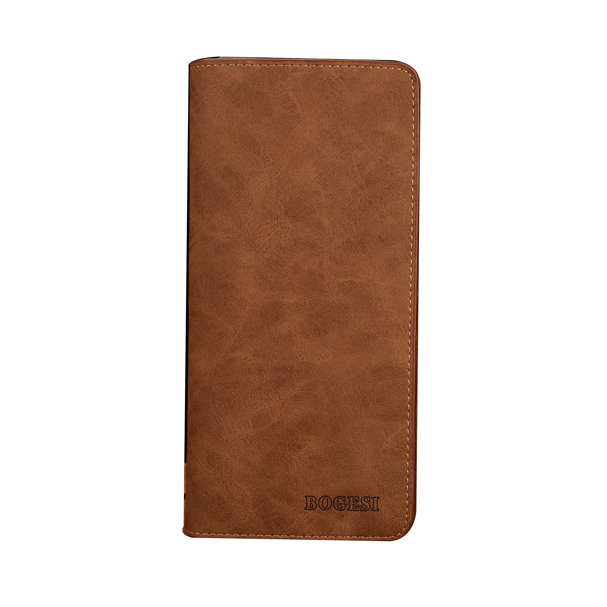 Rswsp Men's Bifold Leather Breast Pocket Card Holder Purse Suit Long Wallet Checkbook