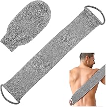 2 PCS Gant Exfoliant Corps, Brosse dos Douche, Sangle Lave Dos Exfoliant en Fibres de Bambou Naturelles pour une Peau Douce et Rafraîchie, Accessoire de Douche pour une Exfoliation Complète