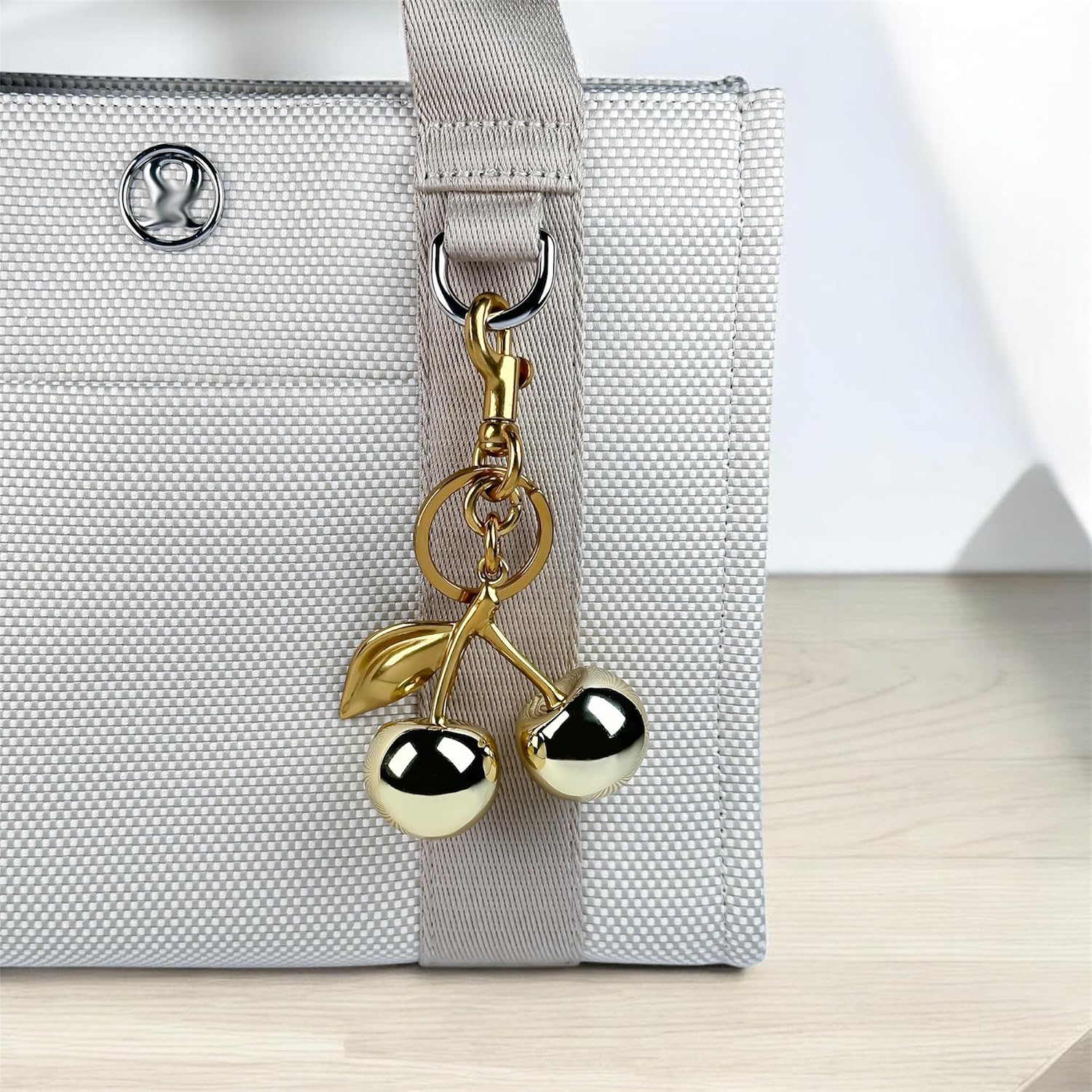 Glitter Cherry Bag Charm with Key Ring and Clip, Cute Cherry Keychain for Women's Purses and Handbags image 5