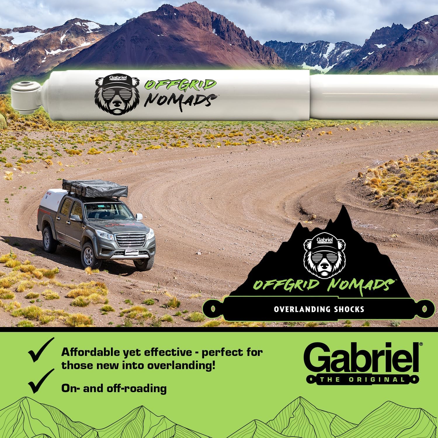 Gabriel OffGrid Nomads NM1019 Front Shock Absorbers Fits Chevrolet Express & Savana 1500 1500 AWD 2500 3500; Heavy Load, All-terrain, Off-Road Stability (1 Pack)