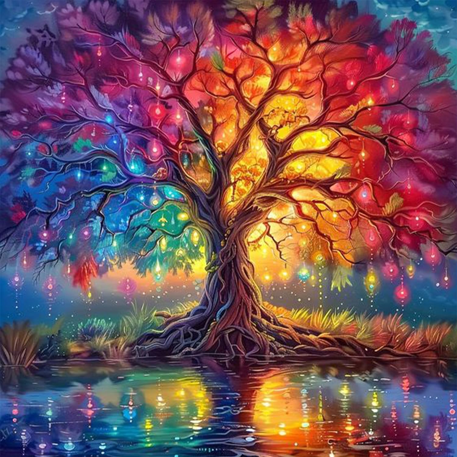 Viart Tree of Life Diamond Art Kits Adults, Tree 5D Diamond Painting Kits for Adults, Colorful Gem Art for Home Wall Decor Gifts (12x12 inch)