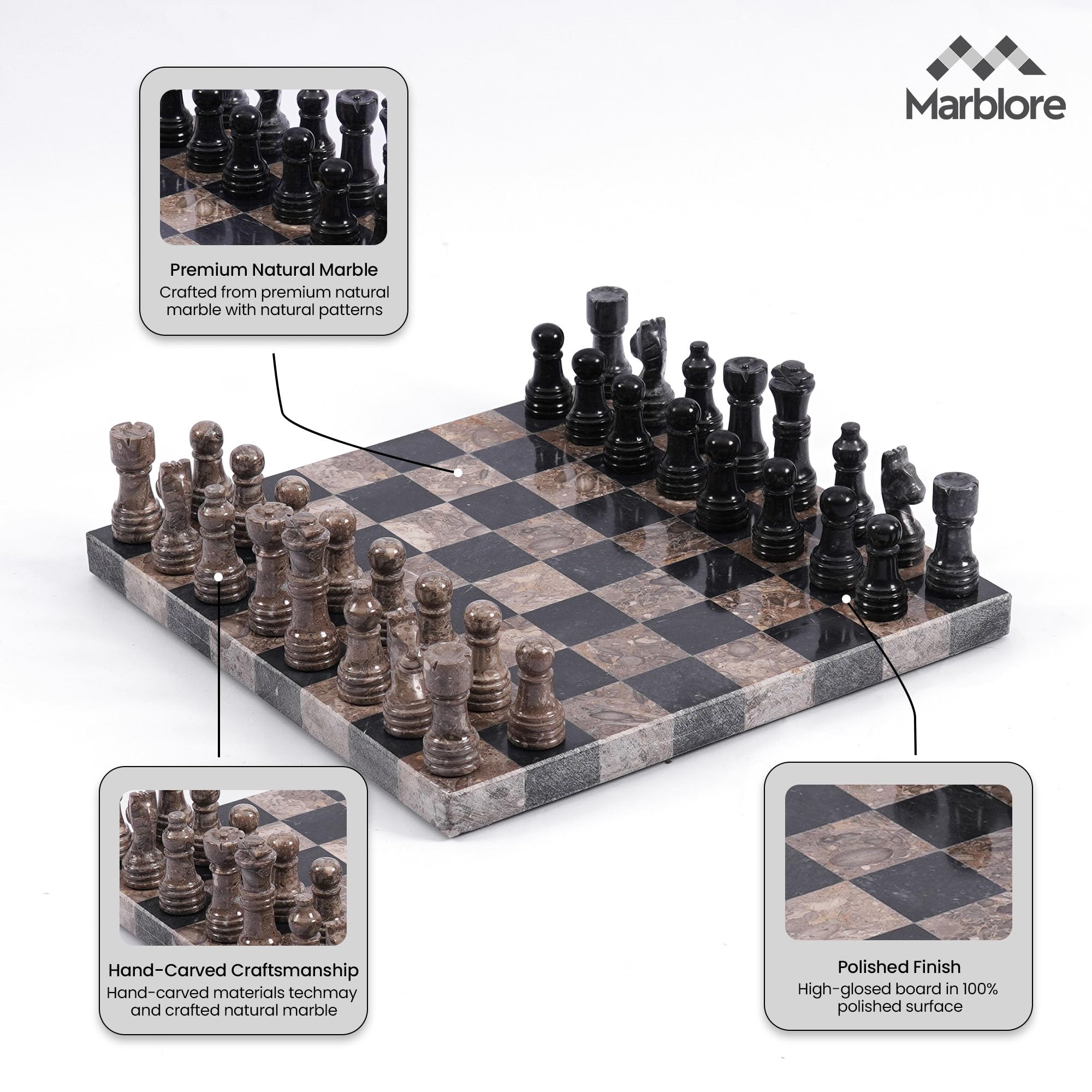 Juego de ajedrez de 10 pulgadas (oceánico y negro)
