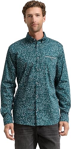 TOM TAILOR 1047340 Camisa, 38528-Green Irregular Small Design, L Hombres