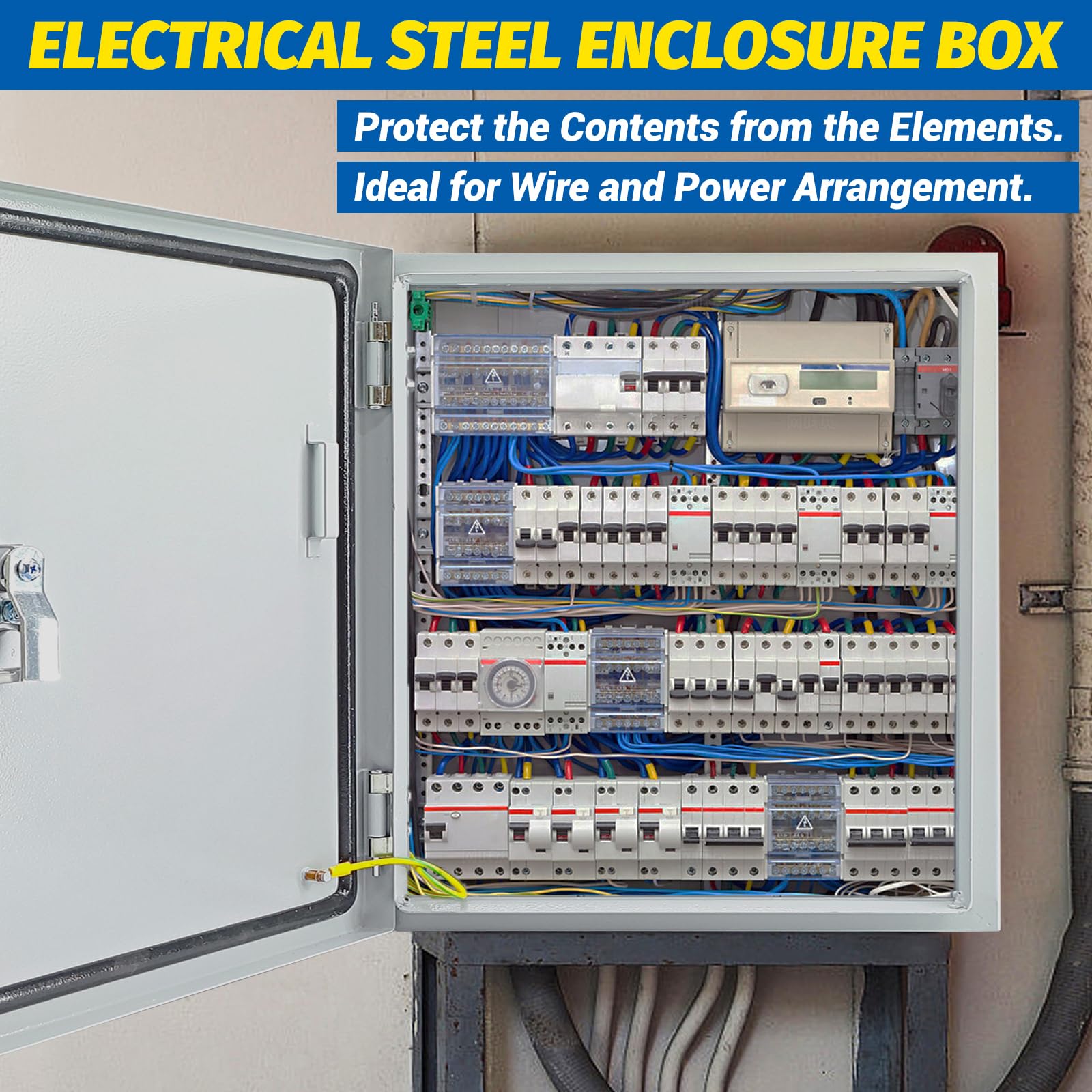 Electrical Box 12 x 12 x 8'' Steel Electrical Junction Box?NEMA 4X Steel Enclosure Box?Indoor&Outdoor Electrical Box Waterproof & Dustproof?Wall Mounted Universal?with Lock & Mounting Plate