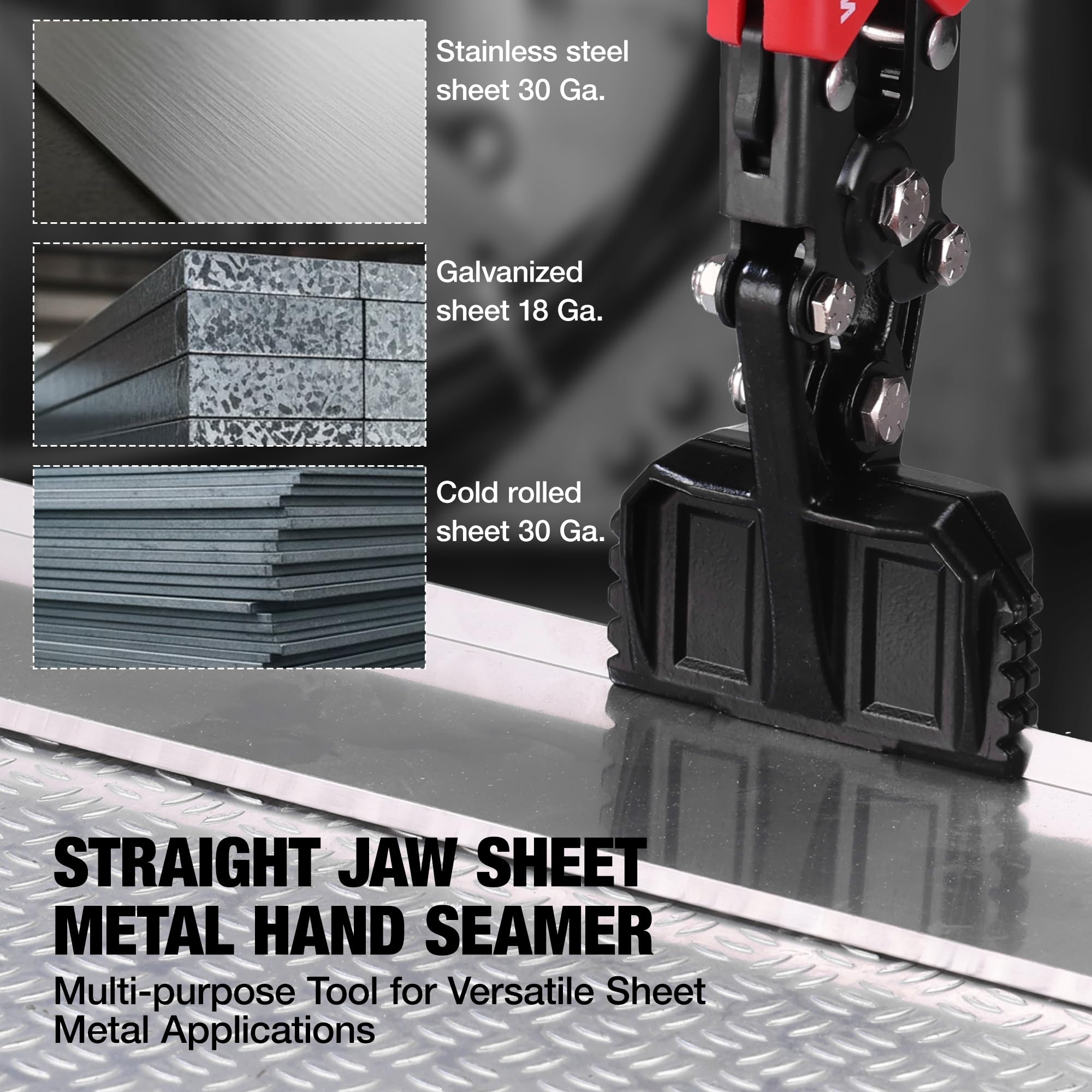 WORKPRO Hand Seamer Tool - Sheet Metal Bender -3