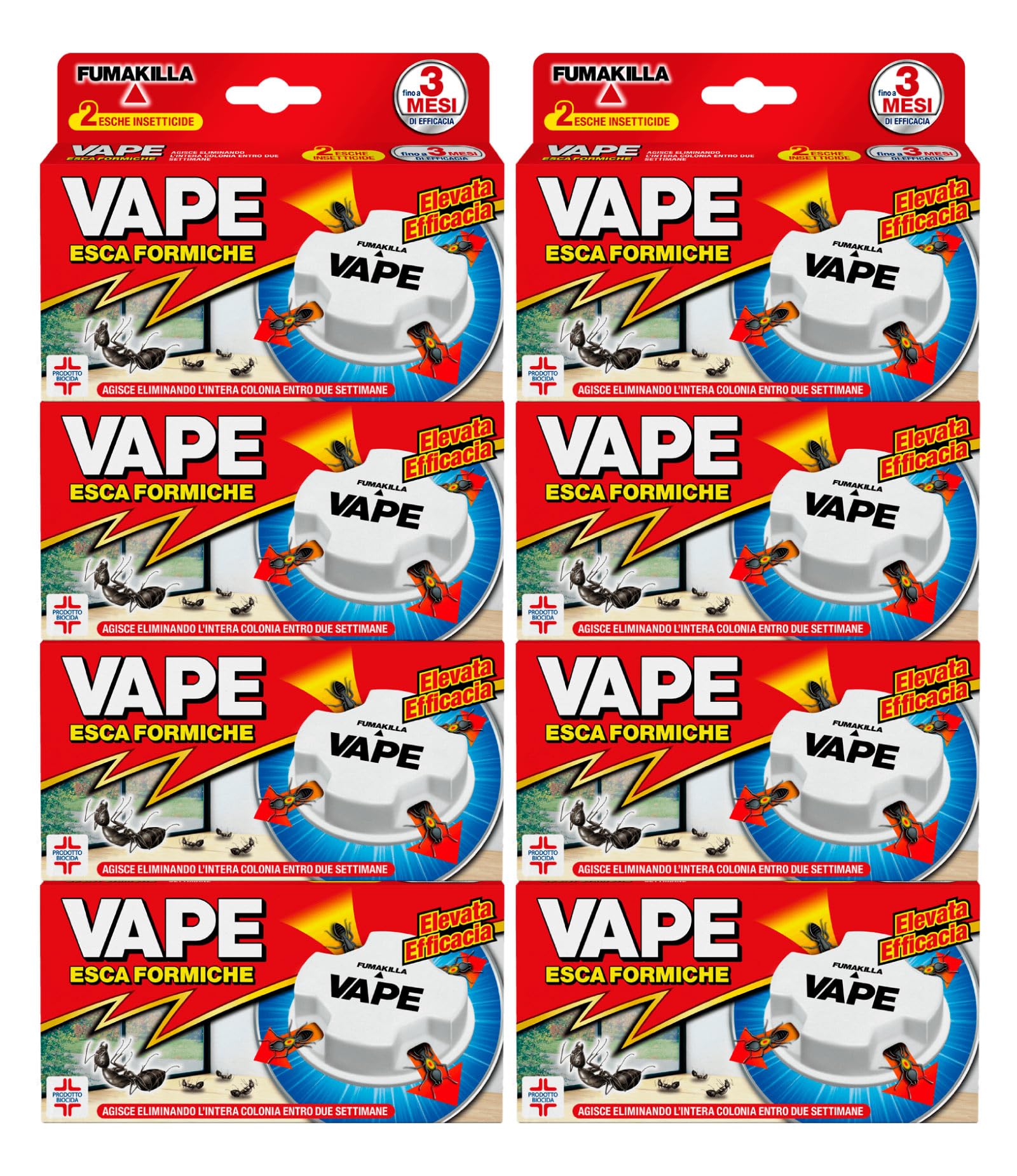 Vape Esca Formiche Insetticida Elimina Intero Nido e Colonia Durata 3 Mesi per Ambienti Interni ed Esterni Prodotto Biocida - 16 Esche