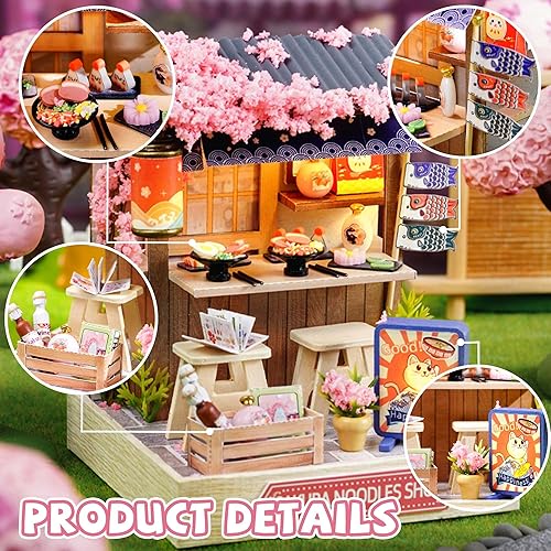 Miniatura 3 de Kisoy Casa de muñecas en miniatura con kit de muebles, kit de casa de madera 3D DIY con cubierta antipolvo, juguetes de casa pequeña hechos a mano