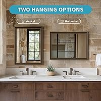 Vista 6 de Espejo de pared enmarcado con efecto cobre retro, espejo rectangular de 16 x 20 pulgadas, vidrio templado antidesilvering, marco sostenible