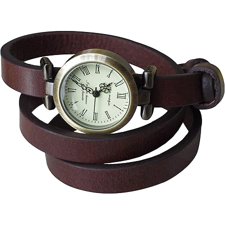 Amazon リトルマジック 腕時計 レディース 本革 ベルト 防水 アンティーク シンプル 小さめ 細身 レトロ 3重巻ダークブラウン レディース腕時計 腕時計 通販