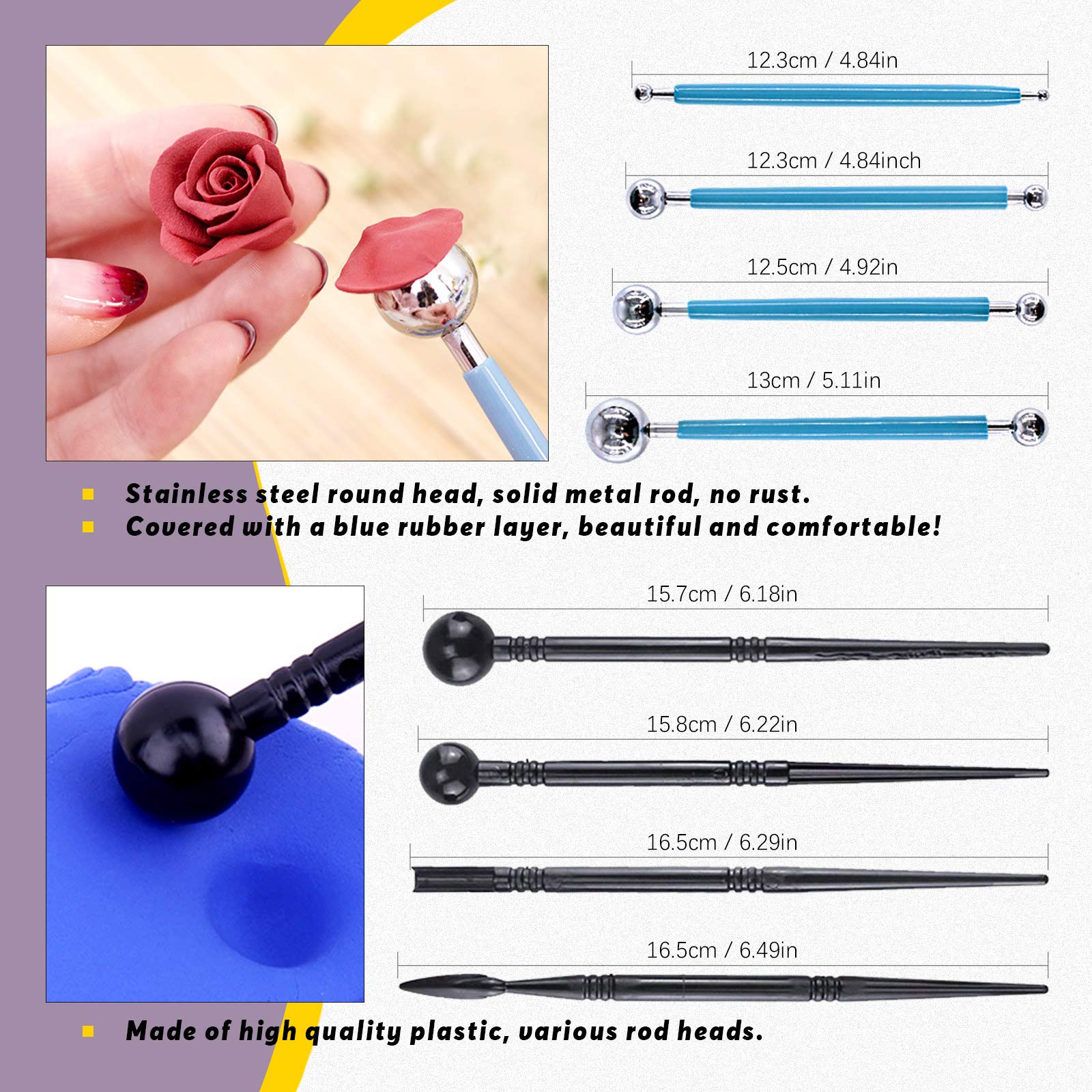 Crapyt Set Di 7 Costole In Morbido Silicone Per Ceramica - Forme E Colori Vari, Strumenti Per Modellare Argilla, 10,2x5,1 Cm - 4