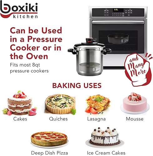 Miniatura 4 de Boxiki Kitchen Master Baking Set molde antiadherente de silicona estriada para pasteles con marco y asas de acero y molde desmontable de 10 pulgadas