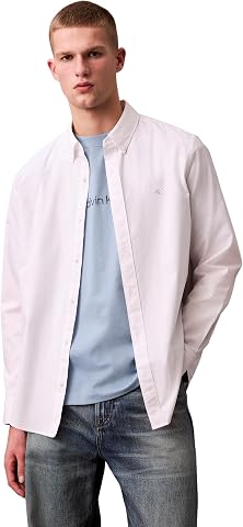 Calvin Klein Erkek LS Solid Oxford Classic Gömlek Brilliant White XXL