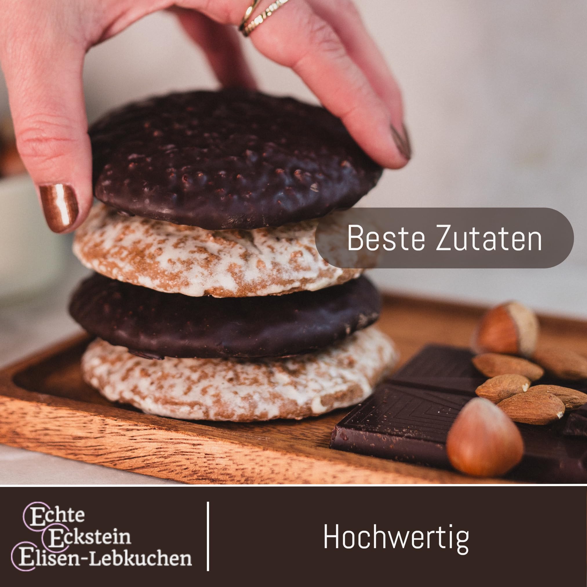 Lebkuchen Eckstein - 20 Stück gemischt - 1500g - Nürnberger Elisenlebkuchen | Echte Nürnberger Elisen-Lebkuchen · 20 Stück gemischt · 1500g · einzeln verpackt · für Familie & als Geschenk