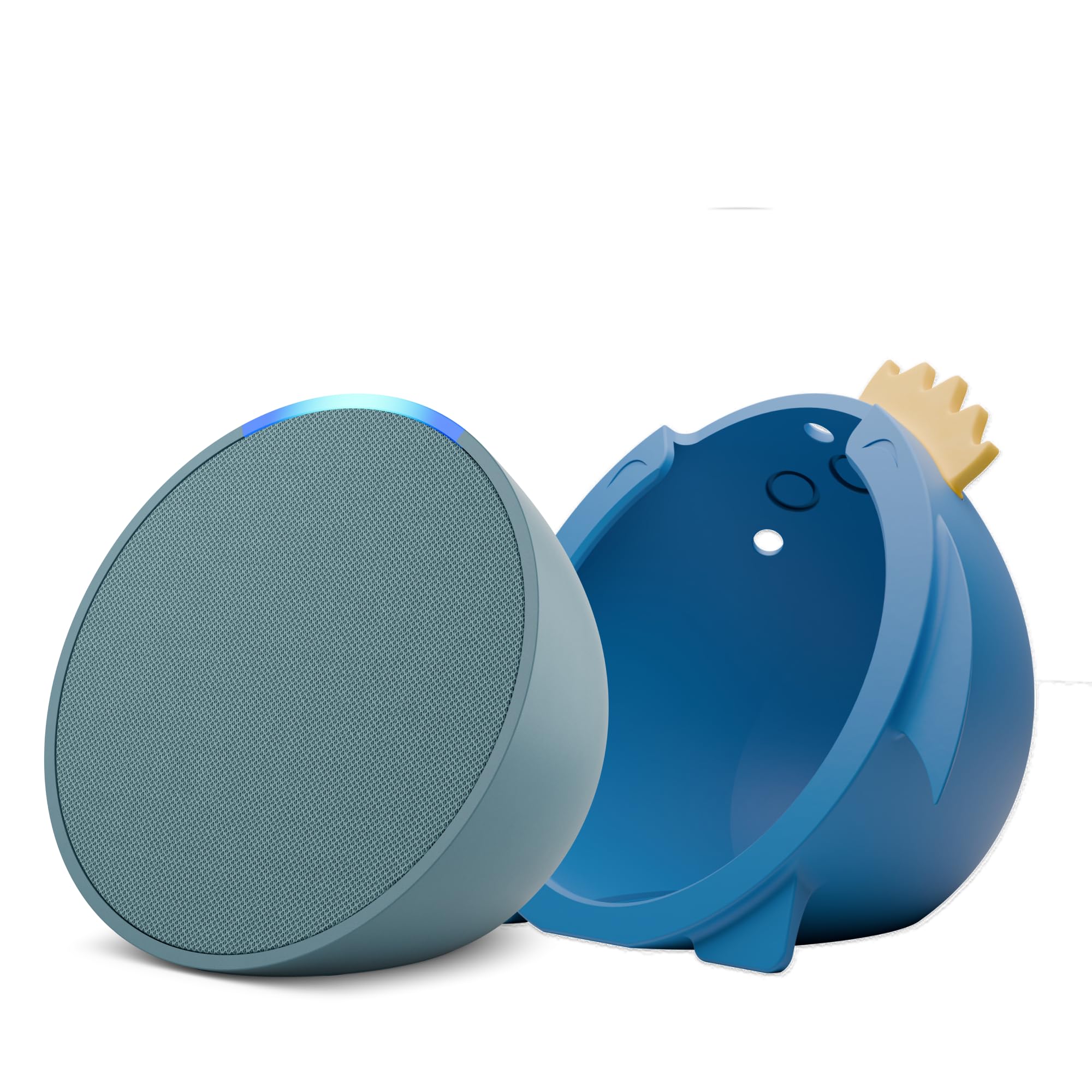 Amazon Echo Pop (Green) Smart Bluetooth Speaker | Combo for Kids aged 4+ years with Shark Sleeve by BonKaso | Interactive learning, stories, rhymes & hands-free fun | Limited Edition | Alexa for Kids