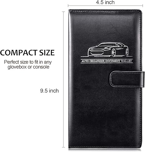 Miniatura 2 de 2 tarjeteros magnéticos de registro y seguro de automóvil, organizador de cuero para tarjetero, guantera de vehículo, organizador de cuero para