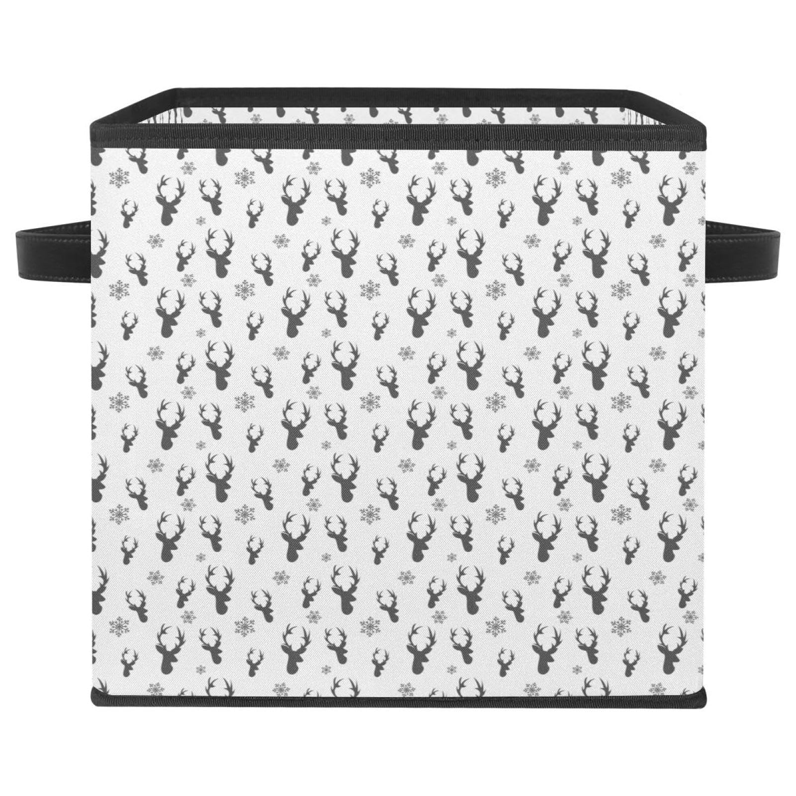 Boîte de rangement pliable cube en tissu motif renne pour organiser le dressing de la chambre