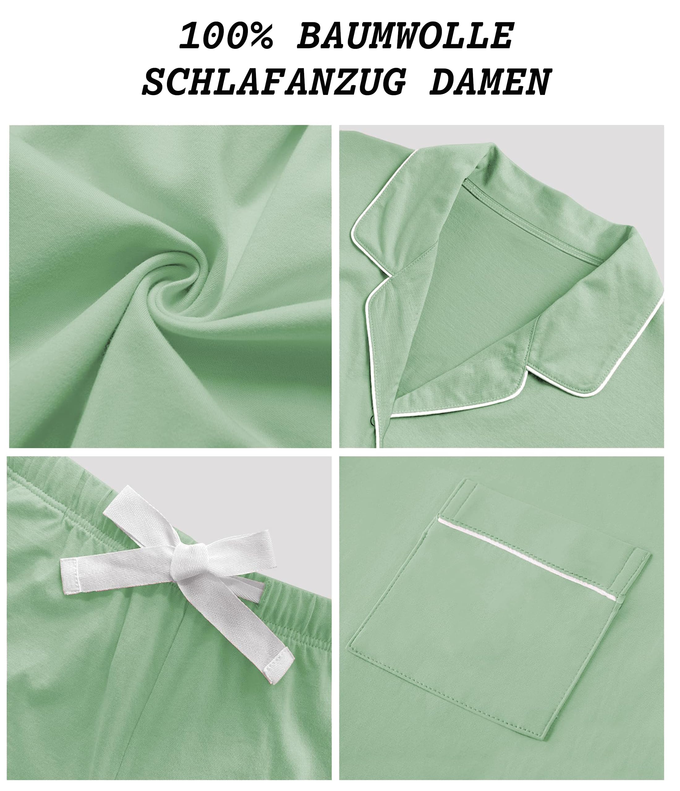 COLORFULLEAF Pijama para mujer, 100% algodón, con botones, manga larga, conjunto de pijamas de dos piezas
