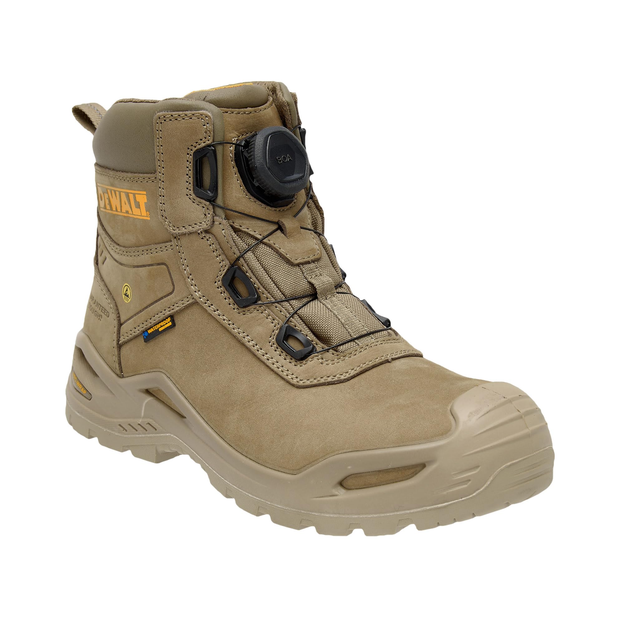 DEWALT Lander Men's Waterproof, Nubuck Leather, Wide Fitting, BOA Fastener, Non-Metallic Safety Toe Work Boot