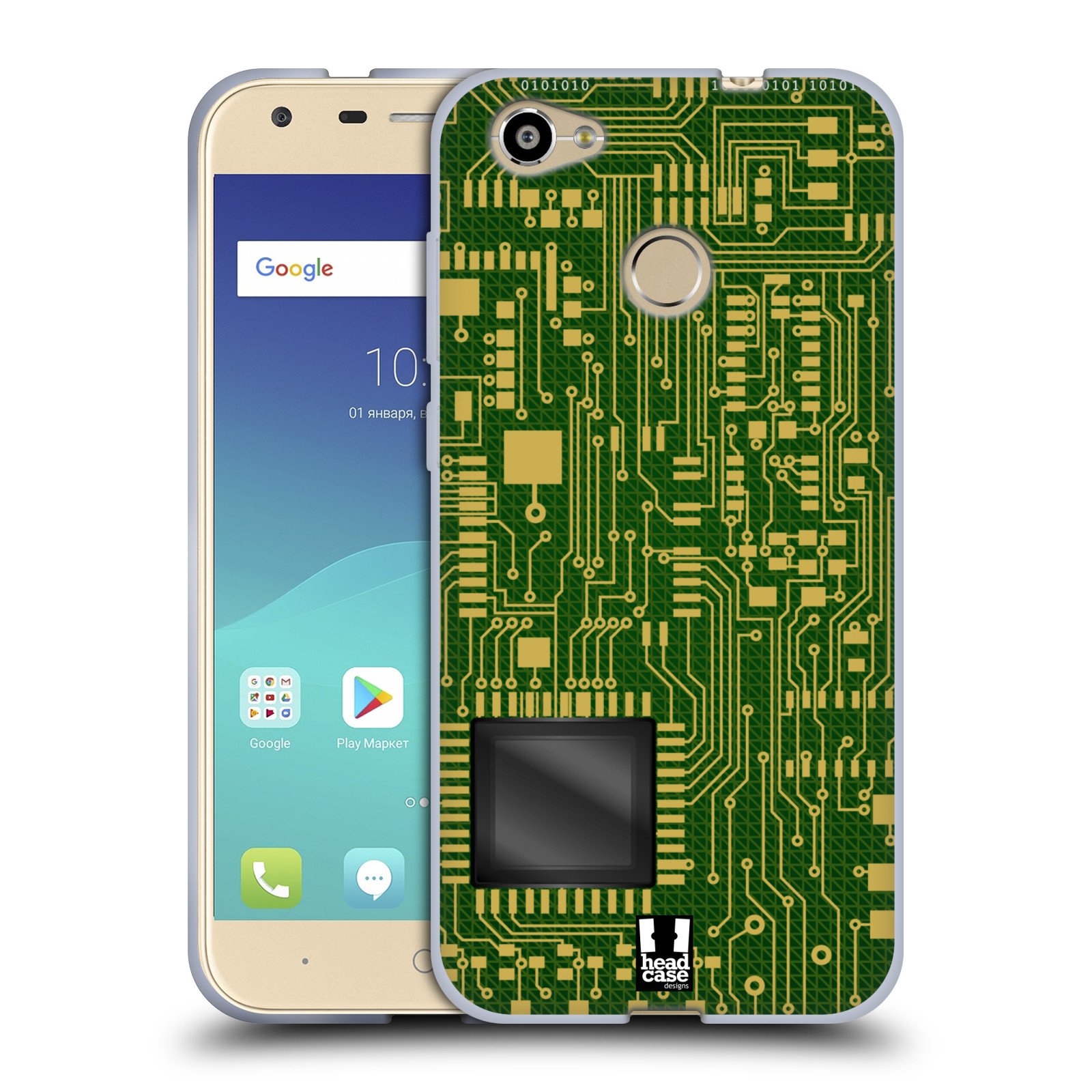 Head Case Designs Dark Green Circuit Boards Soft Gel Case Compatible With ZTE Blade A6